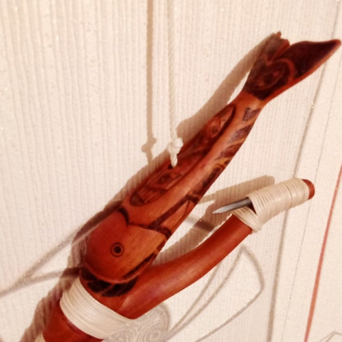 alaskan fish hook Inuit Fishing Tackle Inspired By Tlingit Art, Alaskan Fisherman Charm,  Wooden Halibut Hook, Northwest Coast Fish Hook, Haida Fishing Tools