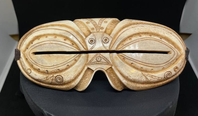Inuit Inspired Snow Goggles, Handcrafted Eskimo Style Sunglasses – BIG Size! Rustic Arctic Eye Protection, Alaska Inspired Gift Idea for Him