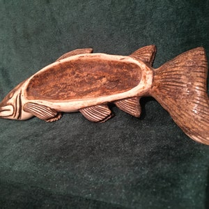 Northwest Coast Style Bowl Dish, Salmon Design, Handcrafted Tribal-Inspired Fish Sculpture, Carved Plate, Print of Northern Cultures