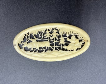 Inuit Native Brooch, Eskimo Carved Vintage Pin for Collectors, Original Inuit art, Eskimo carving, Inuit Jewelry, Yupik Carving, Chukchi Art