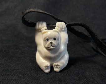 Northwest Coast Inspired Polar Bear Pendant, Amulet with Intricate Carvings, Shamanic Art Style, Jewelry of Northern Cultures