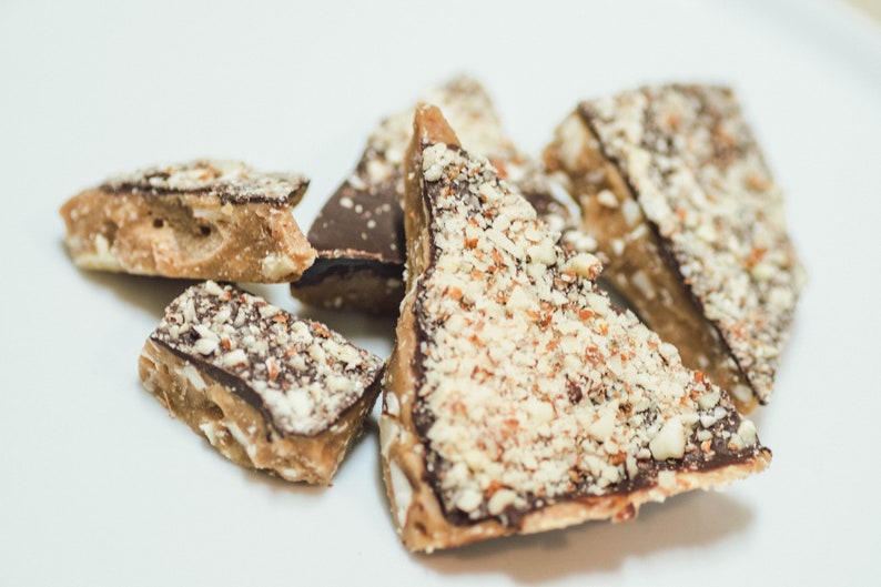 Dark Chocolate Almond Toffee 8 ounces Etsy