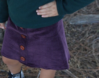 Fall skirt for Girls, Plum Corduroy mini skirt for Girls, Stretchy corduroy skirt