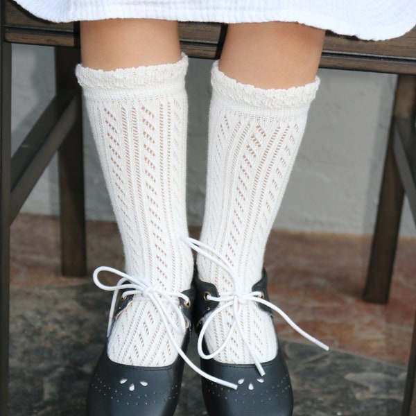 Crochet Knee high socks, Girls’ summer socks, Non- slip socks, Cotton socks