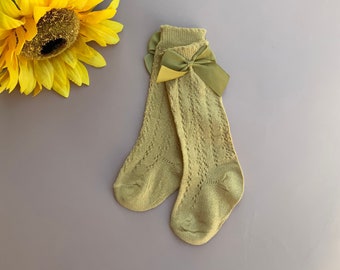 Mustard Crochet Knee high socks, Stylish socks, Cotton socks