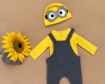 Minions Costume for kids, Minions Adult top and hats, Minion birthday Gifts, Halloween Gender neutral outfit, Minions matching outfits