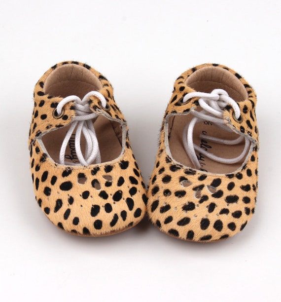 Cheetah Lace up Mary Jane Soft Sole Toddler Shoes Soft Sole Mary