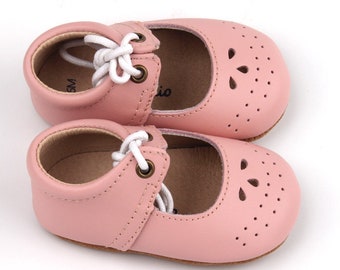 Lace-Up Mary Jane Soft Sole Pink toddler shoes, Soft Sole Mary Janes shoes, Baby dress shoe, Customized Baby shoes