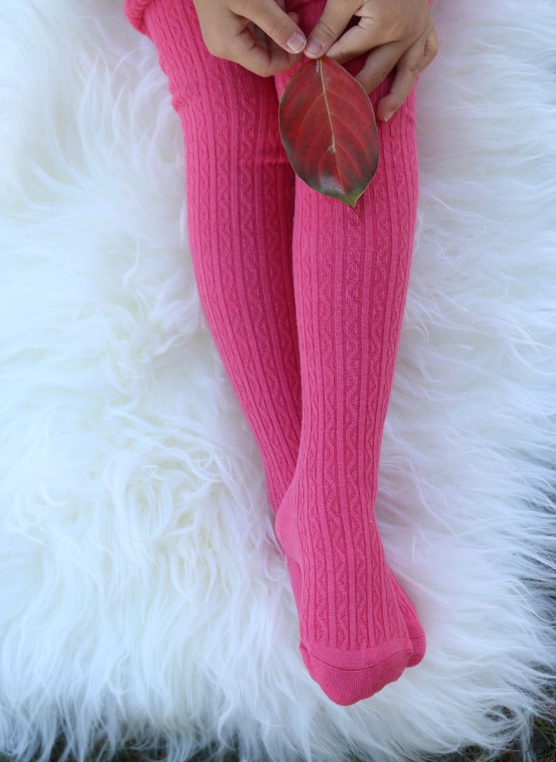 Cable Knit Tights for Girls and Baby/ Pink Light Pink Deep Etsy
