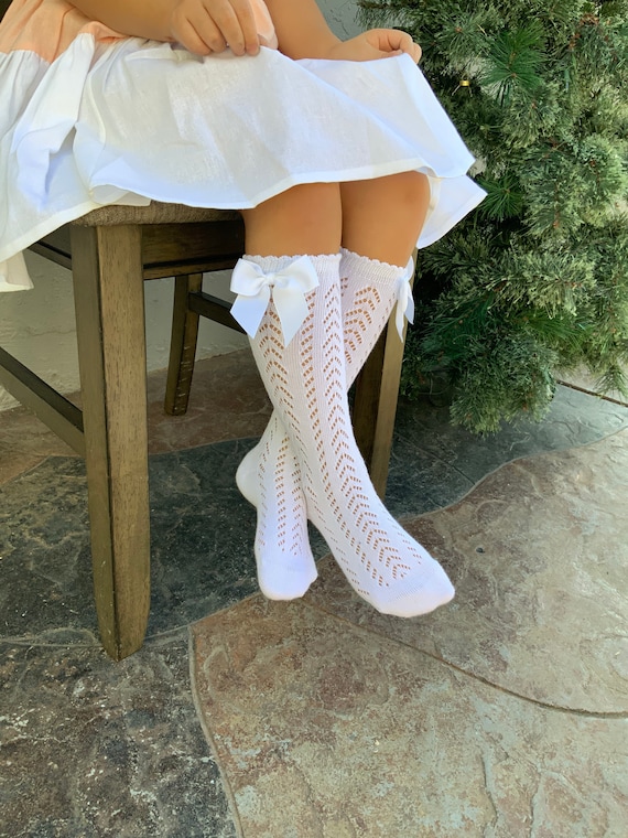 White Crochet Knee High Socks Girls Summer Socks Stylish Socks Cotton Socks Etsy Canada