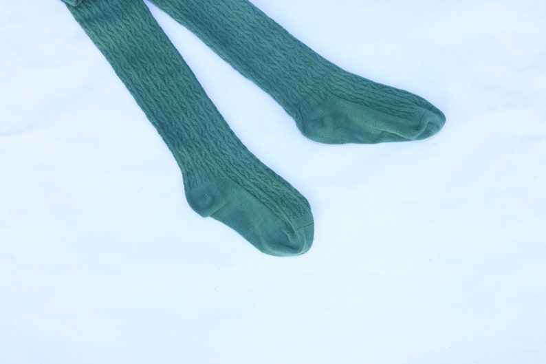 Cable Knit Tights for Girls and Baby/ Green Evergreen Green Etsy