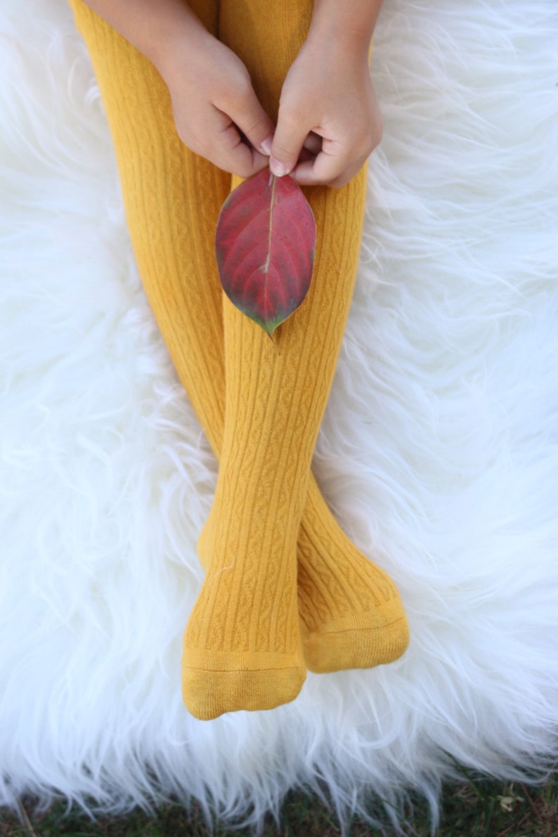 Cable Knit Tights for Girls and Baby/ Rust Mustard and Yellow Etsy