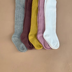 Cable Knit Tights for Girls and Baby/ Gray, Brown, Mustard, Pink and White Tights/ Fall cable knit tights