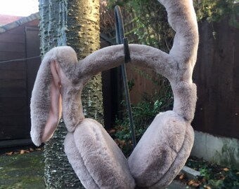 Cache-oreilles Lapin En Peluche Pour Enfants/femmes - Gris, Réglable, Pliable - Idéal Vélo, Ski, Hiver, Activités Plein Air