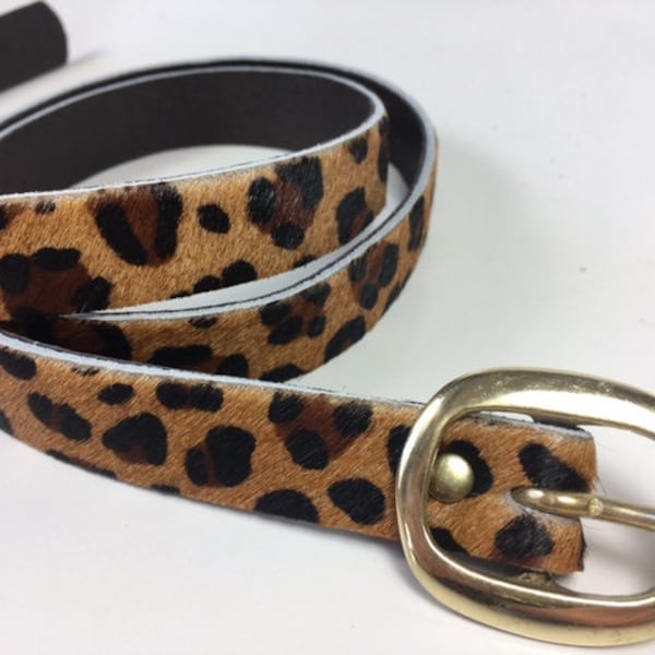 Genuine Leopard Printed Italian Hair-On Hide Belt, Outstanding Leather Quality, Exceptional Value, Made in London, Classy Cool Gift for Her