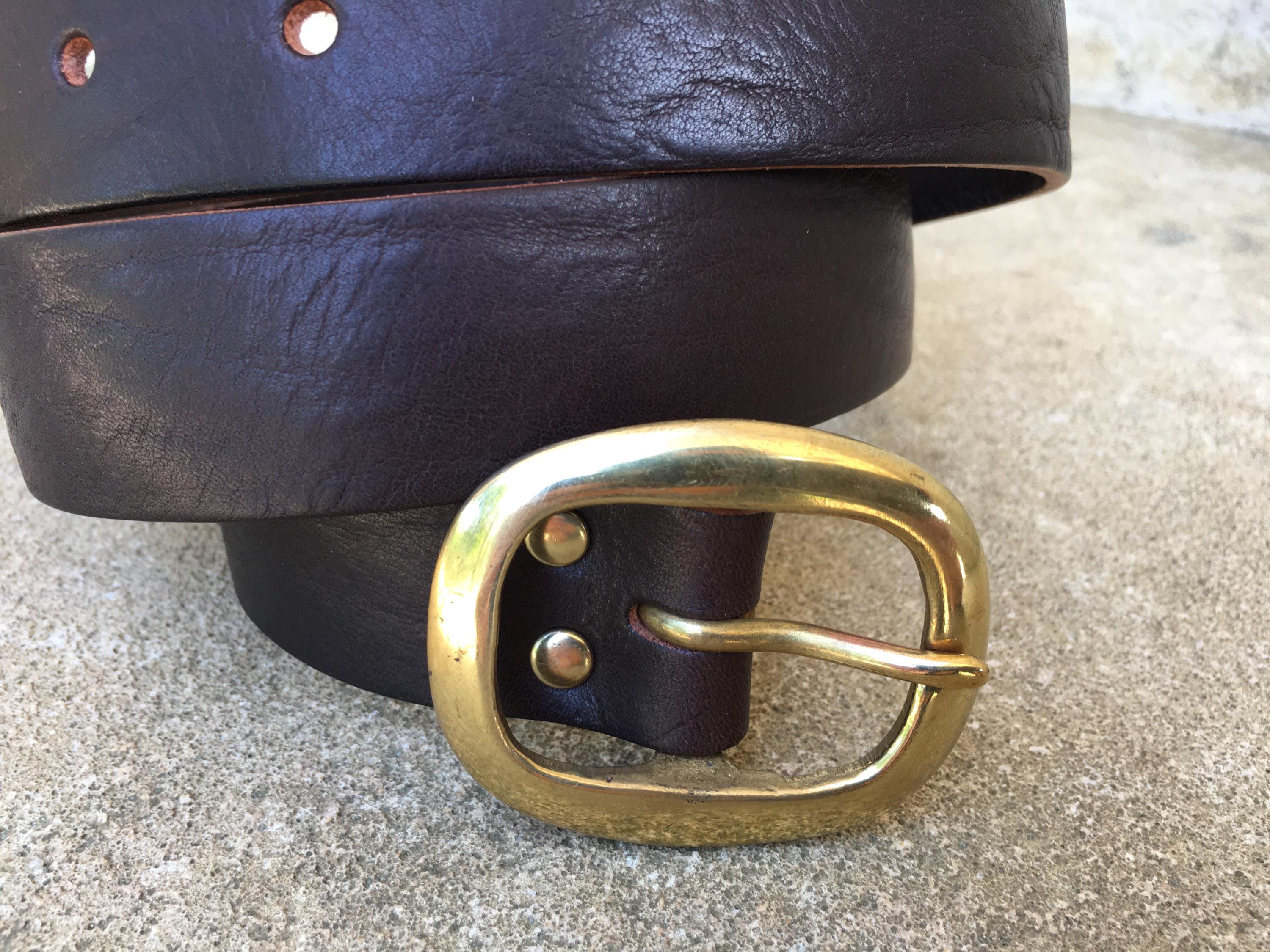 Brown Genuine Leather Multi Colored Made in Italy Solid Brass Belt Size Large Men main image 2