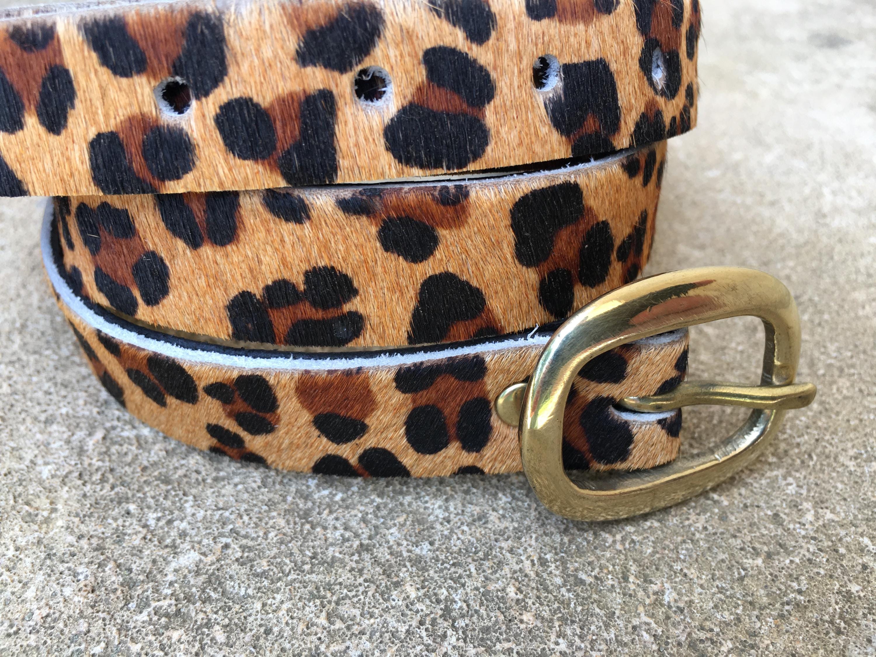 Bally Leopard Print Mohair Belt with Gold Buckle Size 110/44 Leopard Print Wide Dress Belt for Dresses - AMSHRTG  main image 4