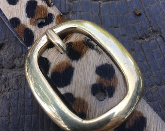 Leopard Print Hair-on Hide Belt, Italian Leather, Made in London