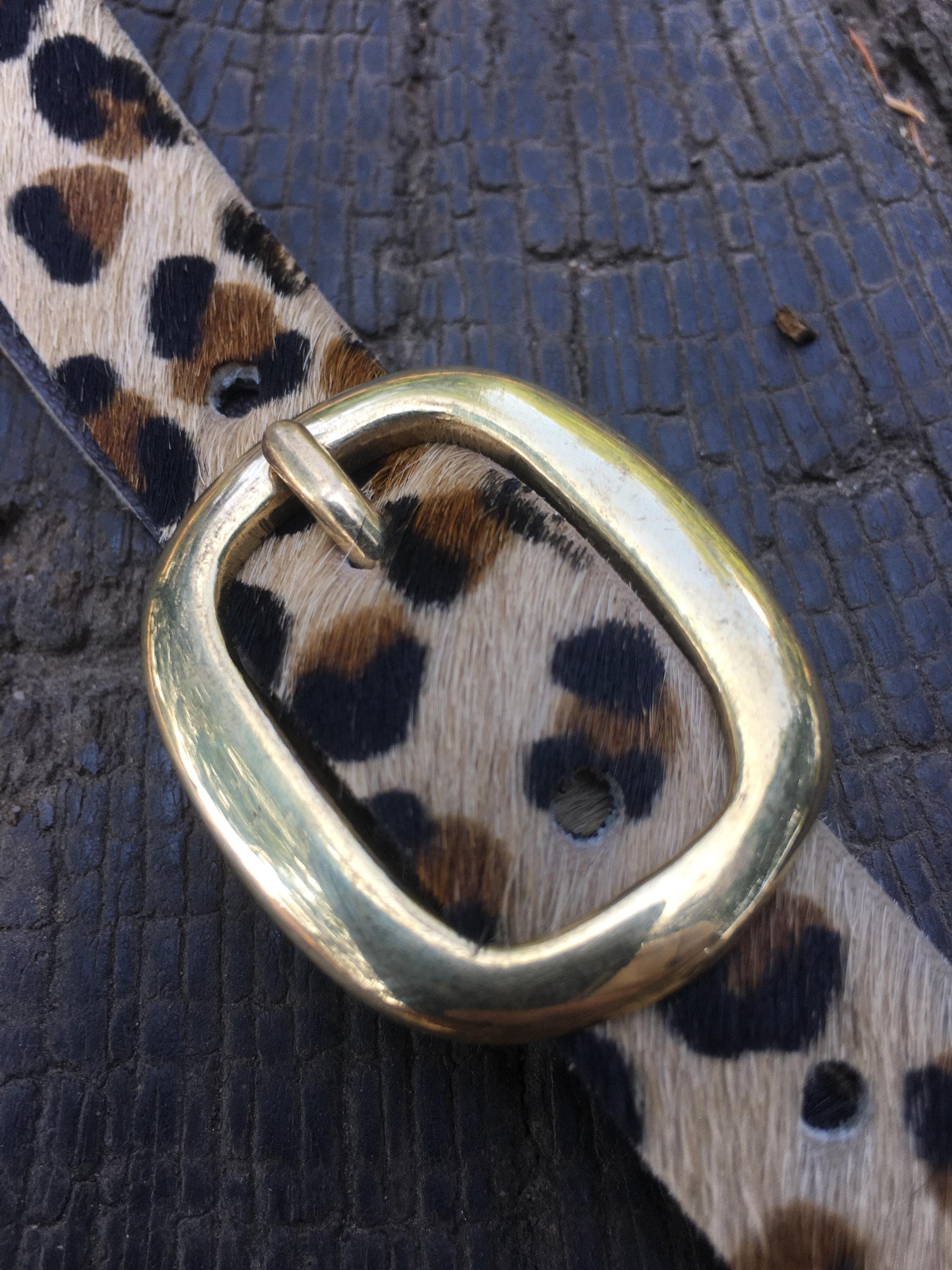 Leopard Print Hair-on Hide Belt, Italian Leather, Made in London