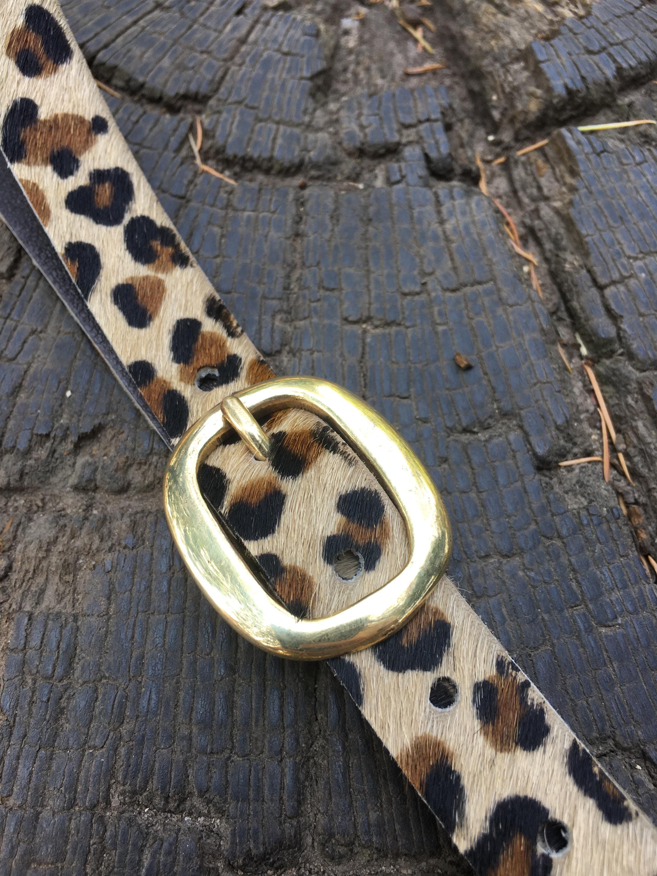 小物 LIFEMANIA WILD DRESSED BELT (LEO) Leopard Print Hair-on Hide Belt, Italian Leather, Made in London