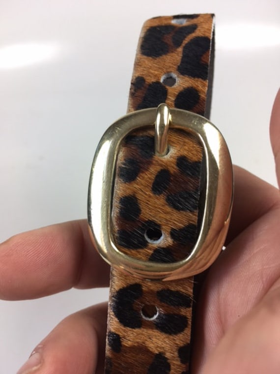 Leopard Print Hair-on Hide Belt, Italian Leather, Made in London