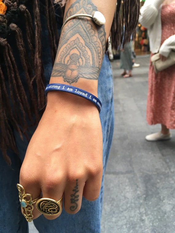 I Am Loved I Am Strong I Am Enough Inspirational Affirmation Bracelet in Italian Leather Motivational Jewellery Hand Crafted in London Etsy UK