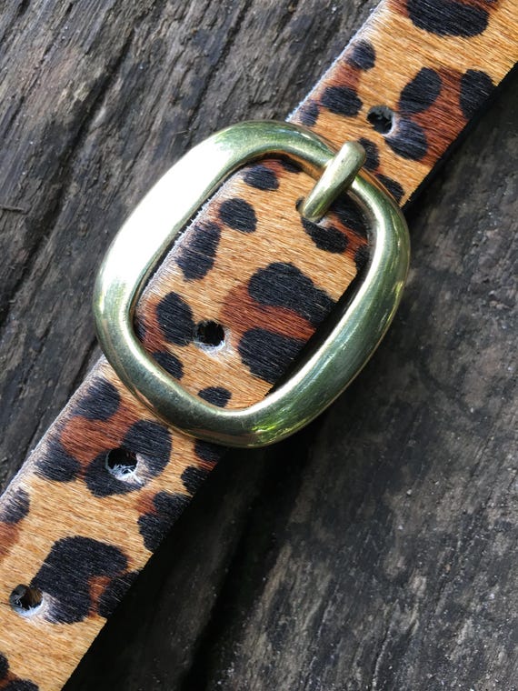 Leopard Print Hair-on Hide Belt, Italian Leather, Made in London