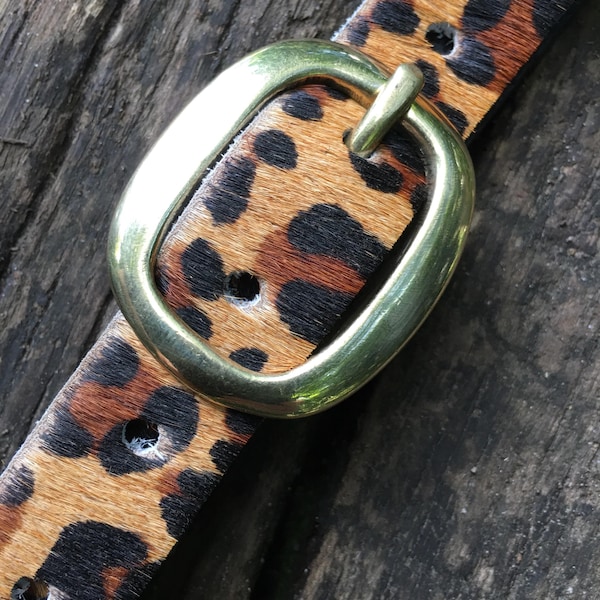 Leopard Print Hair-On Hide Belt, Italian Leather, Made in London