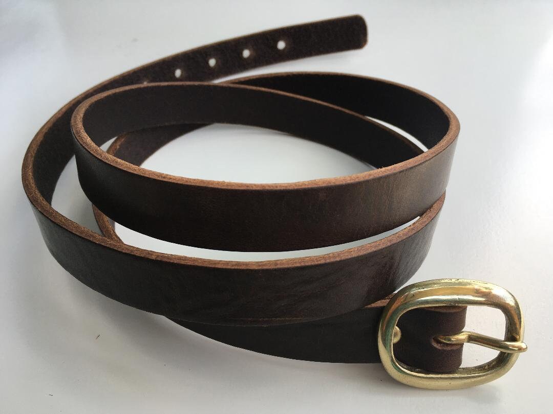 Genuine Leather Ladies Skinny Belt in Brown Italian Bridle | Etsy UK