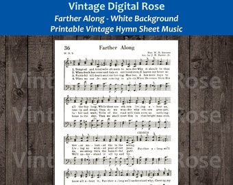 Farther Along White Background Printable Vintage Hymn Sheet Music