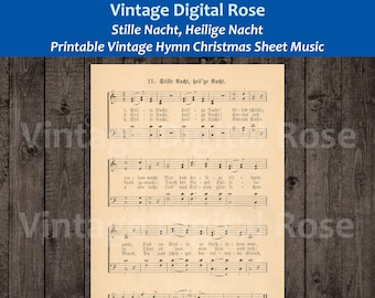 Stille Nacht, Heilige Nacht Silent Night, Holy Night Printable Vintage Christmas Hymn Carol Sheet Music