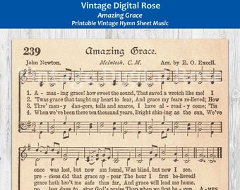 Amazing Grace Printable Vintage Hymn