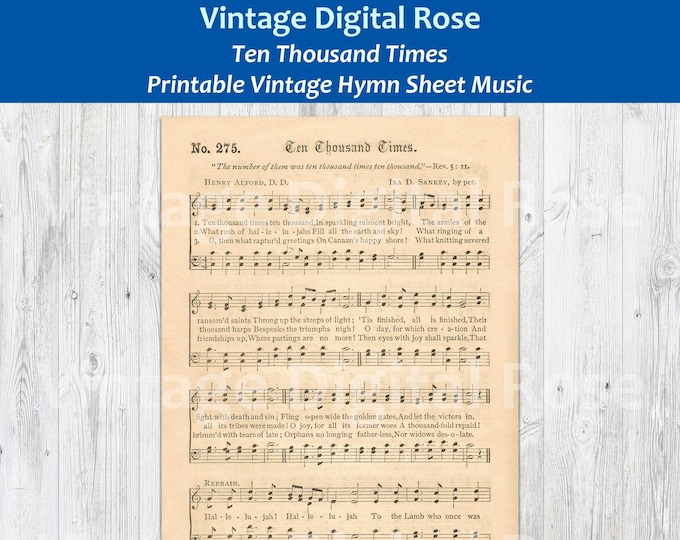 Ten Thousand Angels Christian Home & Office Decor Sheet Music Art Hymn