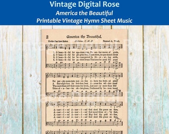 America the Beautiful Printable Vintage Hymn Sheet Music