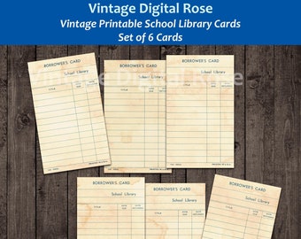 Printable Library Cards Beige Color Vintage Style Library Card Digital ...