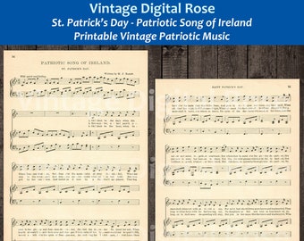 St. Patrick's Day Patriotic Song of Ireland l Printable Vintage Patriotic Sheet Music