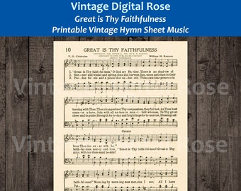 Great is Thy Faithfulness Printable Vintage Hymn Sheet Music