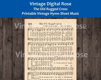 The Old Rugged Cross Printable Vintage Hymn Sheet Music