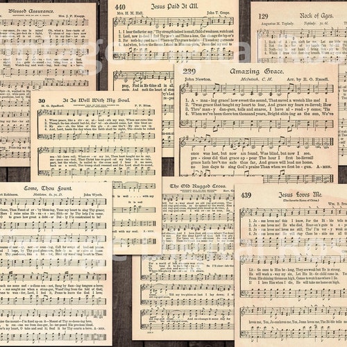 Printable Vintage Hymns Set of 8 Sheet Music Best Sellers Top - Etsy