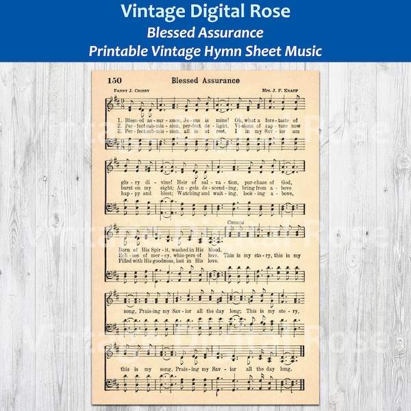 Blessed Assurance Printable Vintage Hymn Sheet Music
