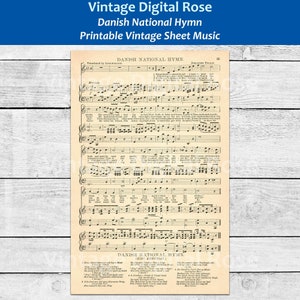 Danish National Hymn Patriotic Printable Vintage Sheet Music