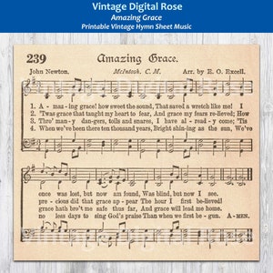 Amazing Grace Printable Vintage Hymn