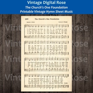 The Church&#39;s One Foundation Printable Vintage Hymn Sheet Music