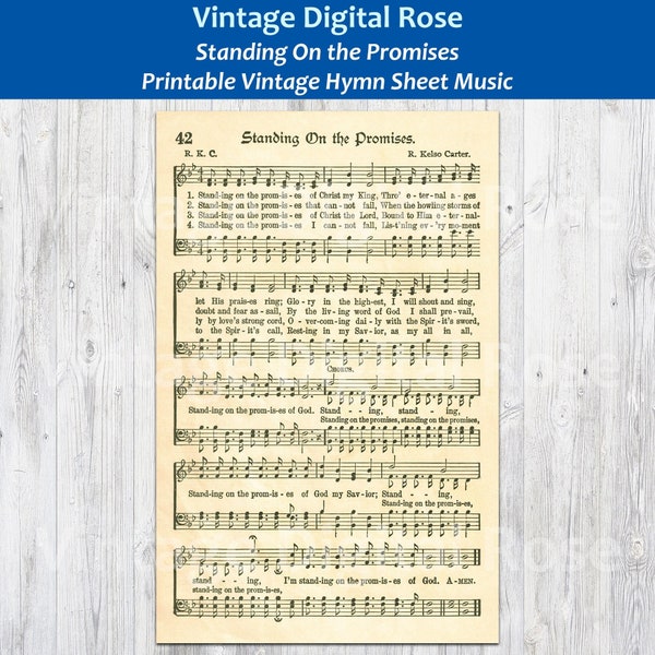 Standing on the Promises Printable Vintage Hymn Sheet Music