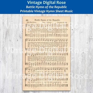 Battle Hymn of the Republic Printable Vintage Hymn Sheet Music