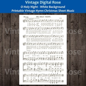 O Holy Night Printable Vintage Christmas Hymn Sheet Music White Background