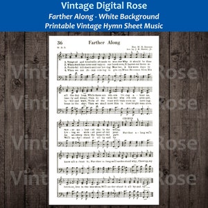 Farther Along White Background Printable Vintage Hymn Sheet Music