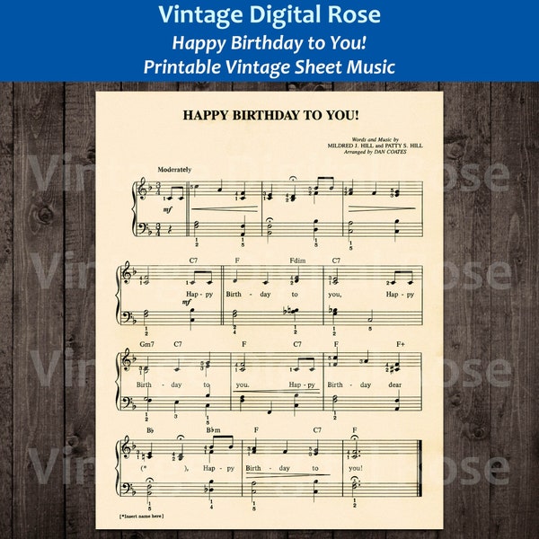 Happy Birthday to You! Printable Vintage Sheet Music