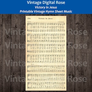 Victory in Jesus E. M. Bartlett Printable Vintage Hymn Sheet Music