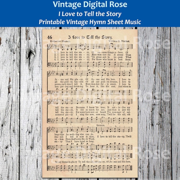 I Love To Tell the Story Printable Vintage Hymn Sheet Music
